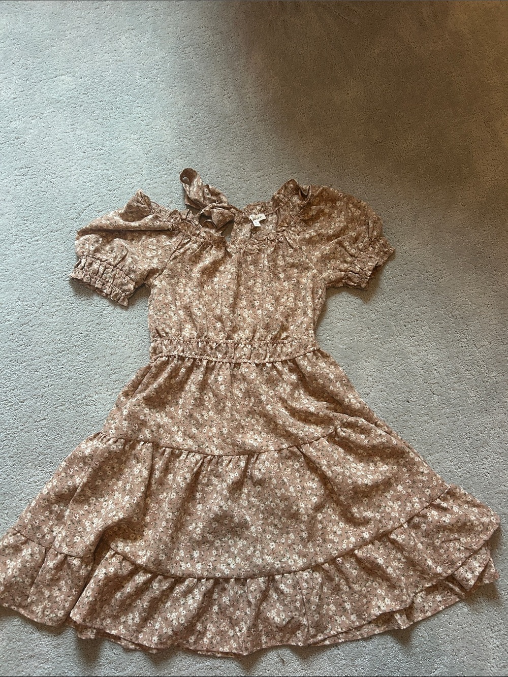 Blu Pepper Floral Ruffle Tiered Dress - Brown Cream